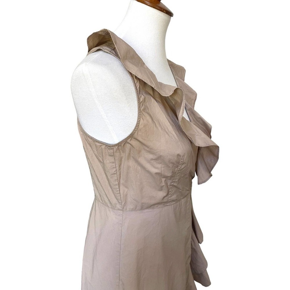 Marissa Webb Collective Khaki Beige Sleeveless Ruffle Wrap Mini Dress Size 4 - Picture 6 of 14